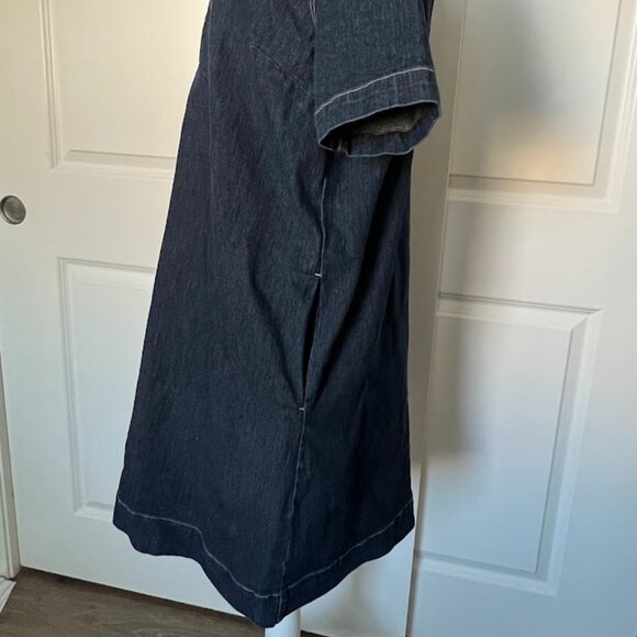 Liz Claiborne Simply Liz Dark Wash Denim Shirt Dress Size Medium - Picture 9 of 14